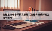 合肥卫校哪个学校比较好（合肥有哪些好的卫校学校?）