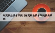 东莞职业技术学院（东莞职业技术学院教务系统）