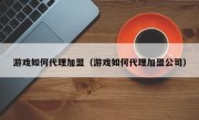 游戏如何代理加盟（游戏如何代理加盟公司）