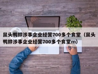 鼠头鸭脖涉事企业经营700多个食堂（鼠头鸭脖涉事企业经营700多个食堂m）