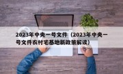 2023年中央一号文件（2023年中央一号文件农村宅基地新政策解读）