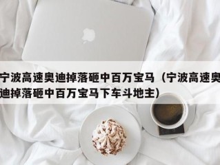 宁波高速奥迪掉落砸中百万宝马（宁波高速奥迪掉落砸中百万宝马下车斗地主）