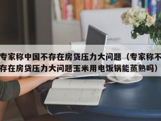 专家称中国不存在房贷压力大问题（专家称不存在房贷压力大问题玉米用电饭锅能蒸熟吗）