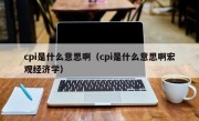 cpi是什么意思啊（cpi是什么意思啊宏观经济学）