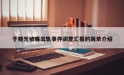 于晓光被曝出轨事件调查汇报的简单介绍