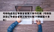 号称投资百亿争做全省第三如今烂尾（号称投资百亿争做全省第三如今烂尾 一停就是十多年）